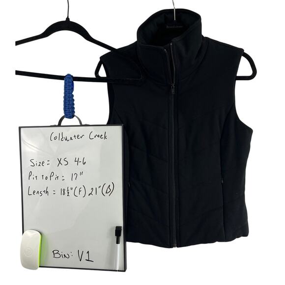 Coldwater Creek Poly Filled Black Full Zip Vest Women's XS (4-6) Seamed Layer - Picture 3 of 7